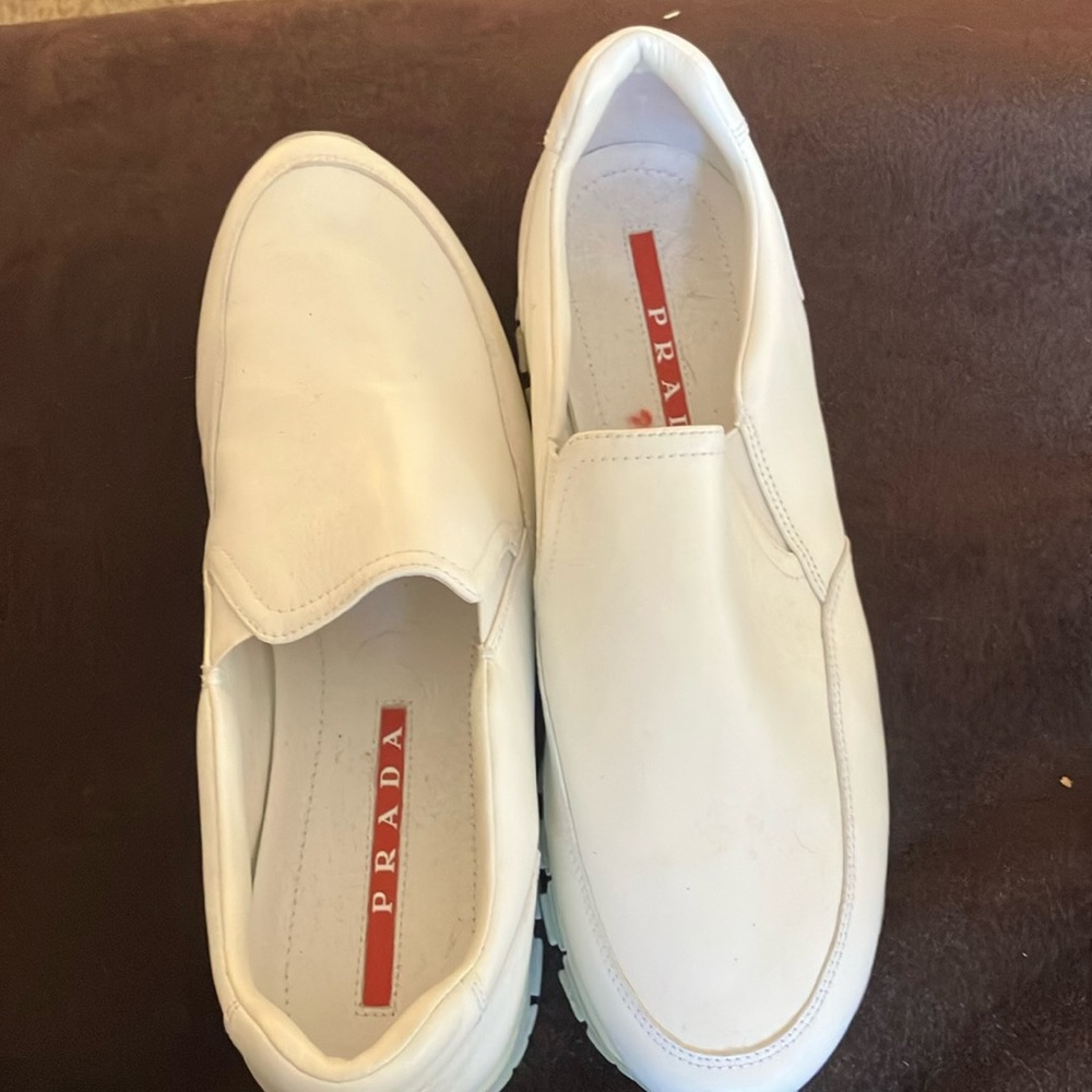 Prada Men's White Slip-On Shoes